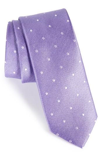 Men's Nordstrom Men's Shop Dot Silk Skinny Tie, Size - Purple