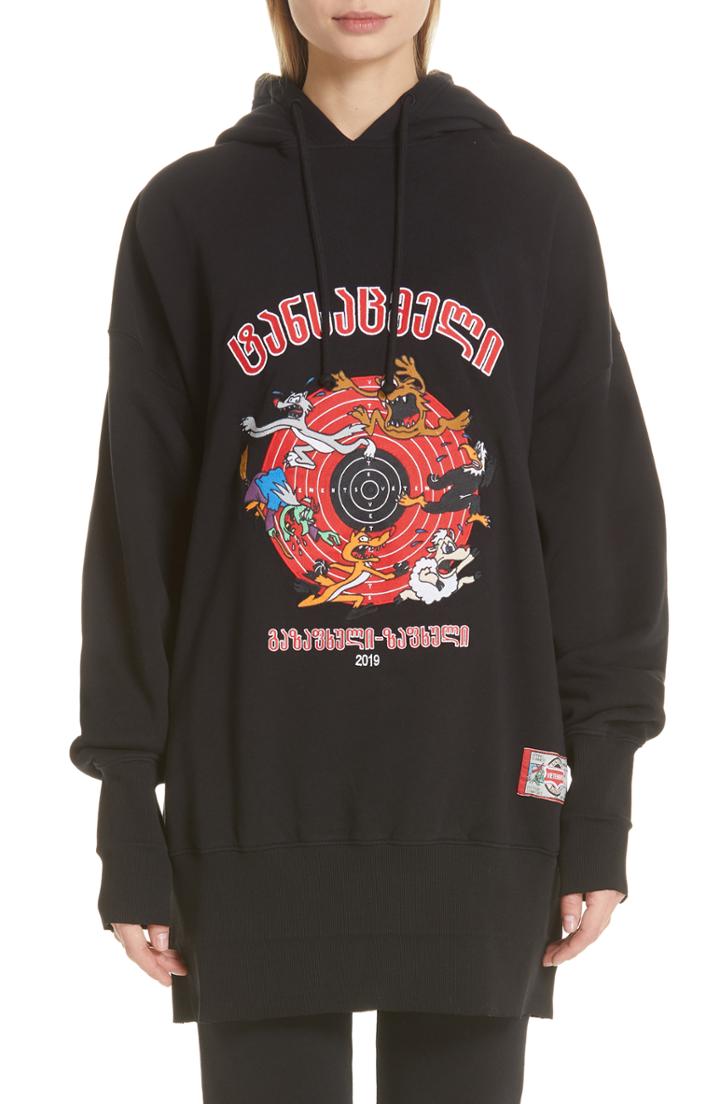 Women's Vetements Cartoon Hoodie - Black