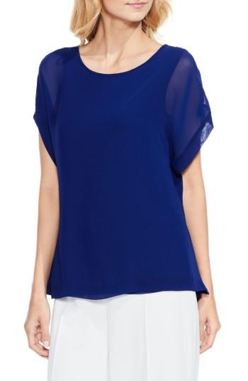 Women's Vince Camuto Chiffon Overlay Knit Top - Blue