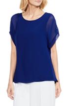 Women's Vince Camuto Chiffon Overlay Knit Top - Blue