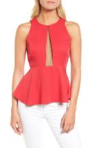 Women's Trouve Date Peplum Top, Size - Red
