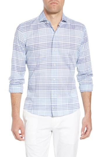 Men's Ledbury Edmond Slim Fit Plaid Sport Shirt 34 - Blue