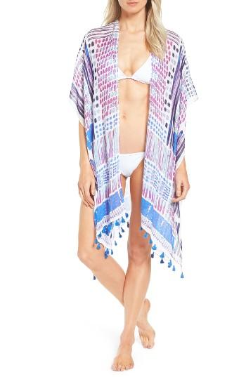 Women's Caslon Print Tassel Wrap, Size - Purple