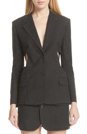 Women's Helmut Lang Cutout Waist Blazer - Black