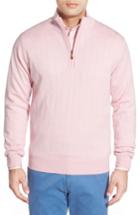 Men's Bobby Jones Windproof Merino Wool Quarter Zip Sweater - Pink