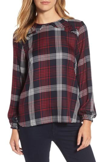 Women's Bobeau Plaid Ruffle Top - Blue