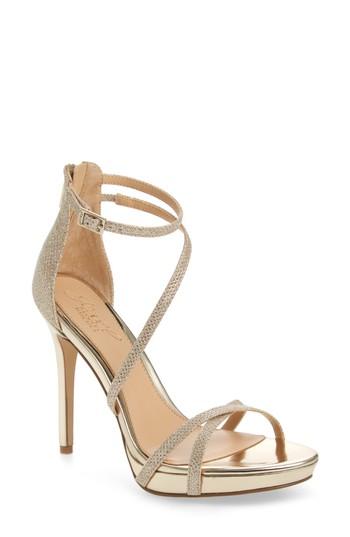 Women's Jewel Badgley Mischka Galen Strappy Platform Sandal .5 M - Metallic