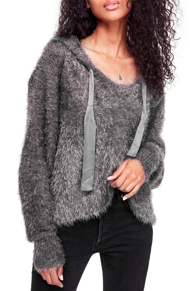 Women's Free People Light As A Feather Hoodie - Grey