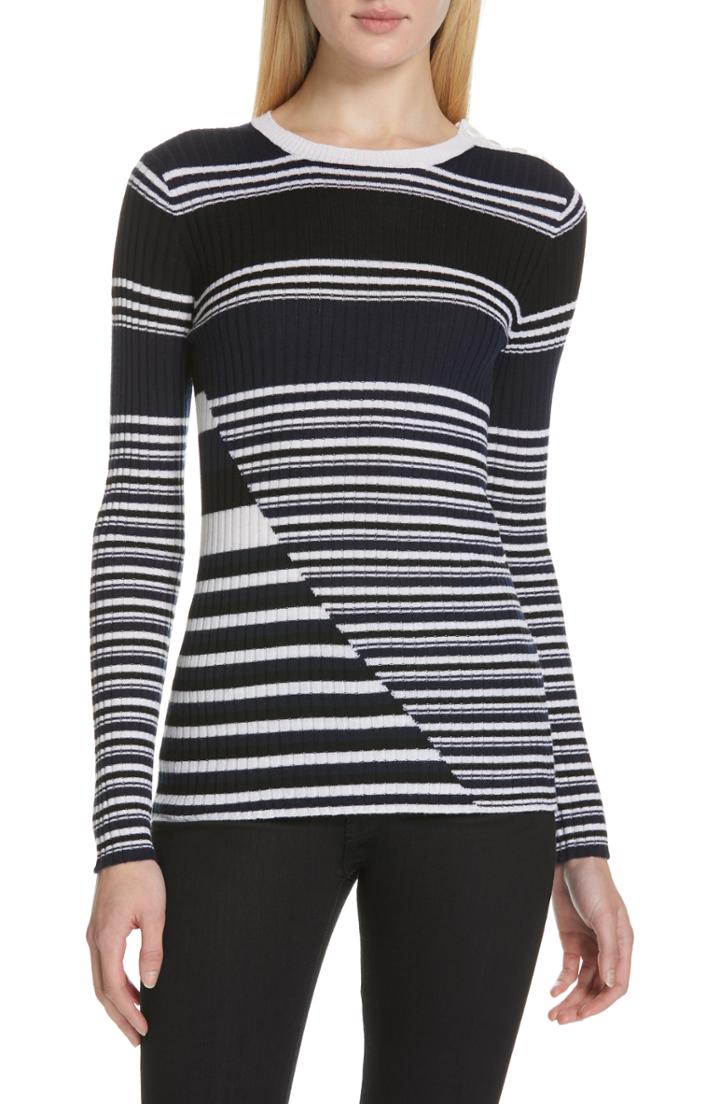 Women's Equipment Desmond Stripe Wool Sweater, Size - Blue