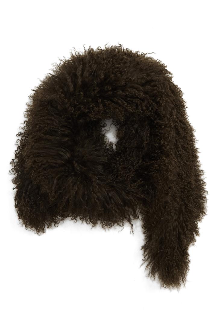 Women's Toria Rose Genuine Mongolian Lamb Fur Boa, Size - Brown