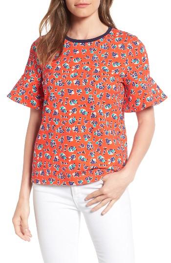 Women's Draper James Georgia Floral Ruffle Sleeve Tee - Red