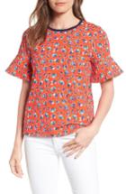 Women's Draper James Georgia Floral Ruffle Sleeve Tee - Red