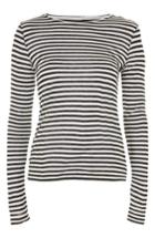 Women's Topshop Stripe Slub Shirt Us (fits Like 0) - Black