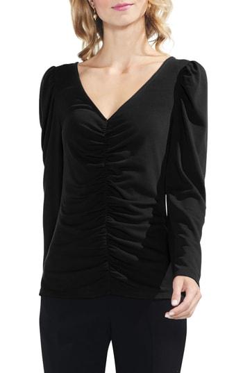 Women's Vince Camuto Puff Shoulder Cinched Top, Size - Black
