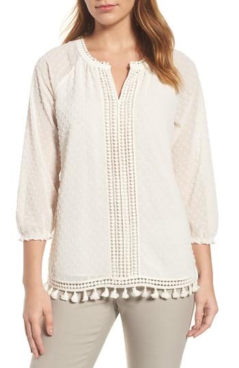 Women's Nic + Zoe Souk Tassel Top - Beige