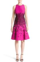 Women's Carmen Marc Valvo Couture Beaded Fit & Flare Dress - Pink