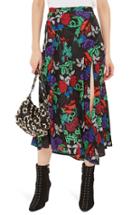 Women's Topshop Raven Floral Midi Skirt Us (fits Like 0) - Black