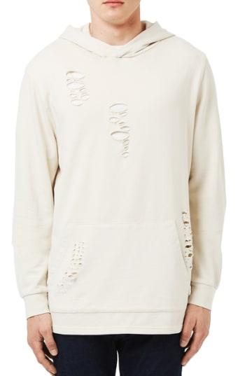 Men's Topman Distressed Oversize Hoodie