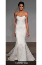 Women's Anna Maier Couture Alberta Strapless French Lace Trumpet Gown, Size - White