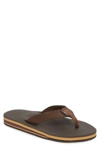 Men's Rainbow Double Layer Classic Flip Flop - Brown