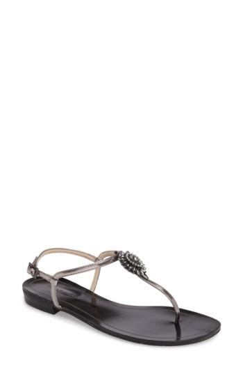 Women's Pelle Moda Baxley 3 Crystal Embellished Sandal .5 M - Grey