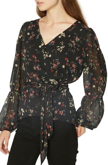 Women's Sanctuary Surrey Wrap Blouse, Size - Black