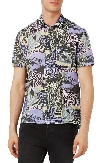 Men's Topman No Way Back Print Shirt - Purple