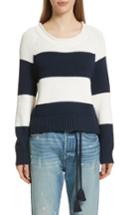 Women's Frame Stripe Cotton Blend Sweater - Ivory