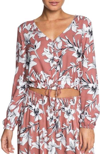 Women's Roxy Morning Ritual Crop Blouse - Pink
