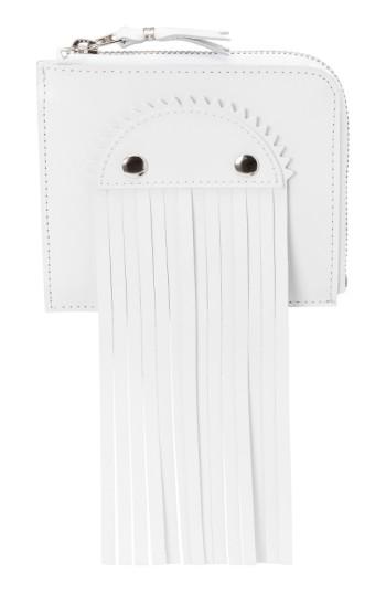 Women's Comme Des Garcons Small Fringe Leather Wallet - White