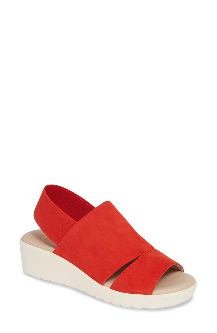 Women's Johnston & Murphy Cassandra Slingback Platform Sandal M - Red
