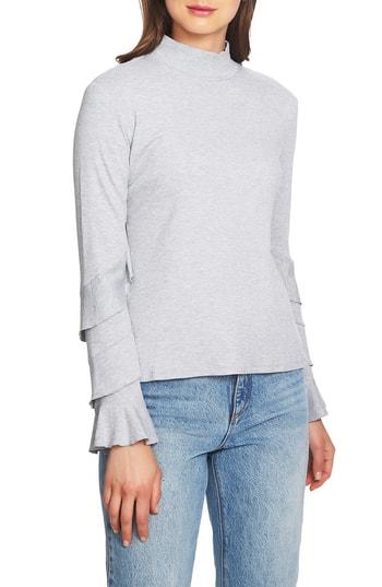 Women's 1.state Ruffle Sleeve Rib Knit Top, Size - Grey