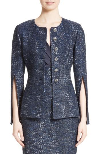 Women's St. John Collection Alisha Sparkle Tweed Jacket - Blue