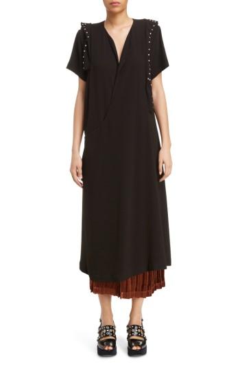 Women's Toga Georgette Faux Wrap Dress Us / 40 Fr - Black