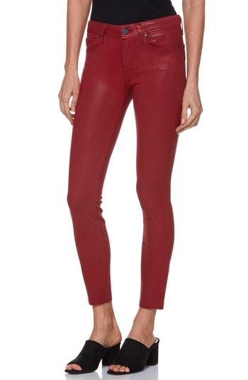Women's Paige Transcend - Verdugo High Waist Ankle Skinny Jeans - Red