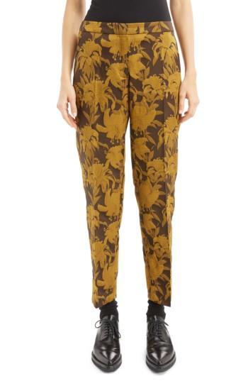 Women's Dries Van Noten Damask Ankle Trousers Us / 34 Fr - Yellow
