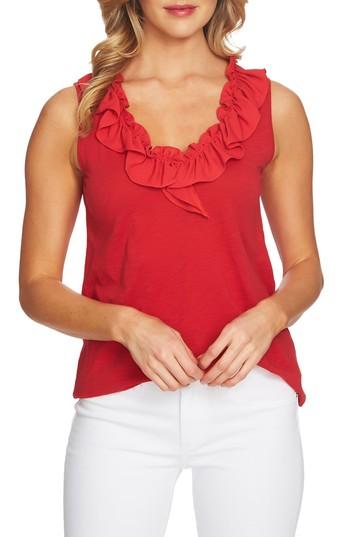 Women's Cece Ruffle Neck Top - Red