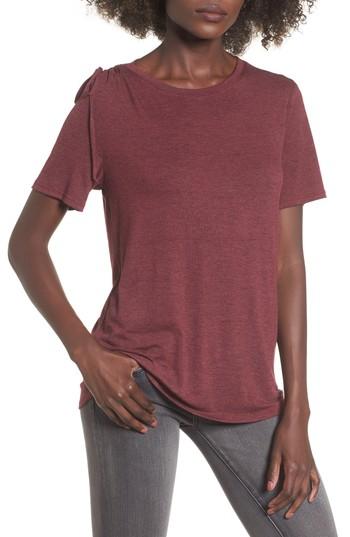 Women's Socialite Tie Shoulder Tee - Burgundy