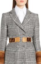 Women's Fendi Logo Velvet Belt - Black/ Camel