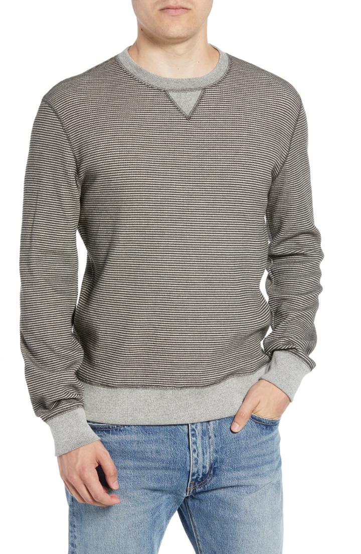 Men's Billy Reid Regular Fit Waffle Crewneck Sweatshirt, Size - Grey