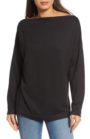 Women's Caslon Bateau Neck Knit Tunic - Black
