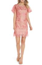 Women's Taylor Dresses Floral Mesh Lace Shift Dress - Coral