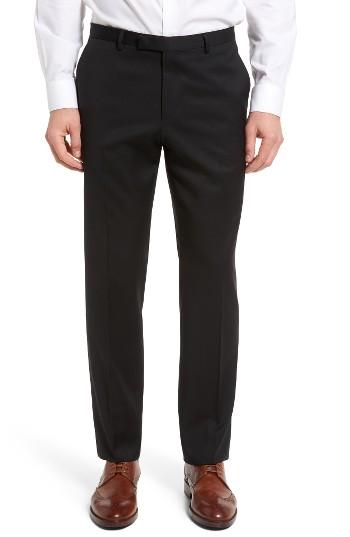 Men's Boss Leenon Flat Front Solid Wool Trousers R - Black