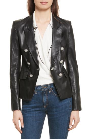Women's Veronica Beard Cooke Leather Jacket