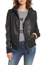 Women's Bp. Hooded Leather Flight Jacket