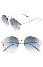 Women's Christian Dior Stronger 58mm Rounded Aviator Sunglasses - Rose Gold/ Blue