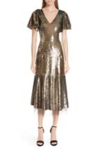 Women's Sachin & Babi Noir Ruffle Trim Sequin Dress - Metallic
