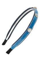 Cara Embellished Velvet Headband, Size - Blue