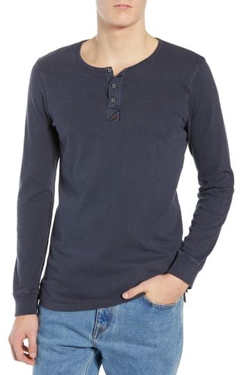Men's Scotch & Soda Long Sleeve Henley Shirt - Black