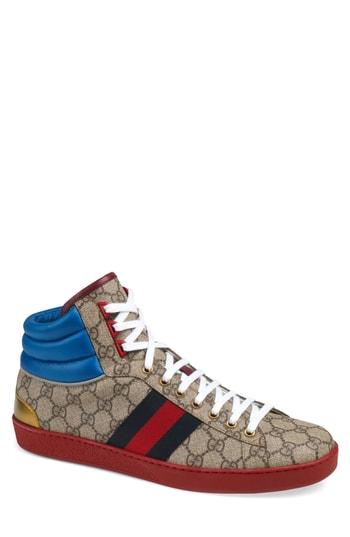Men's Gucci New Ace High Gg Supreme Sneaker Us / 5uk - Beige